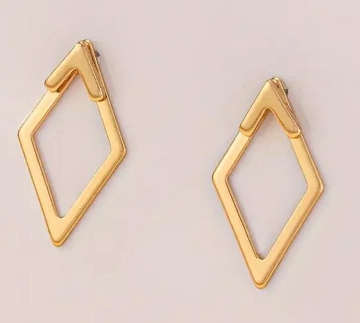 Geometric Golden Yellow Drop Earrings – Modern Minimalist Style