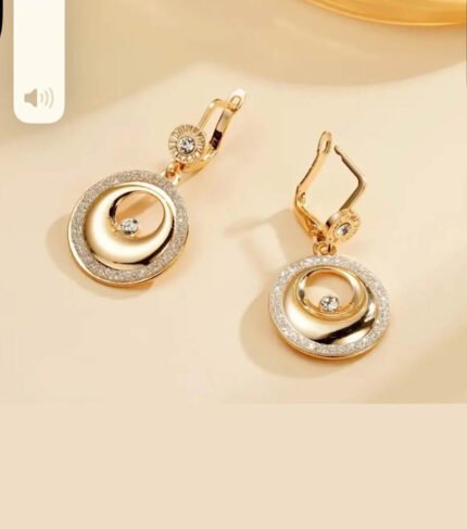 Lux Gold-Plated Round Drop Earrings with Crystal Accents – Modern Yin Design