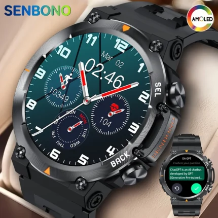 SENBONO 2024 MAX18 Men Sports Smartwatch  AMOLED Big Screen AI  Voice Assistant Answer Calls Long Standby Women Smart Watch Men